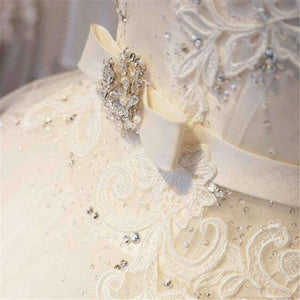 Planet Gates Ivory / 6 / 50cm Tulle Lace  Floor-Length  Ball Gown Wedding dress Chapel Train  Lace up  Beading  Bridal Gown Custom made