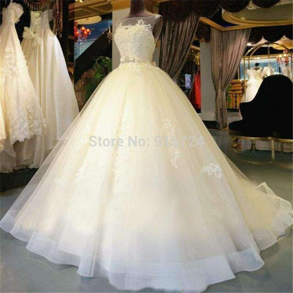 Planet Gates Ivory / 6 / 50cm Tulle Lace  Floor-Length  Ball Gown Wedding dress Chapel Train  Lace up  Beading  Bridal Gown Custom made