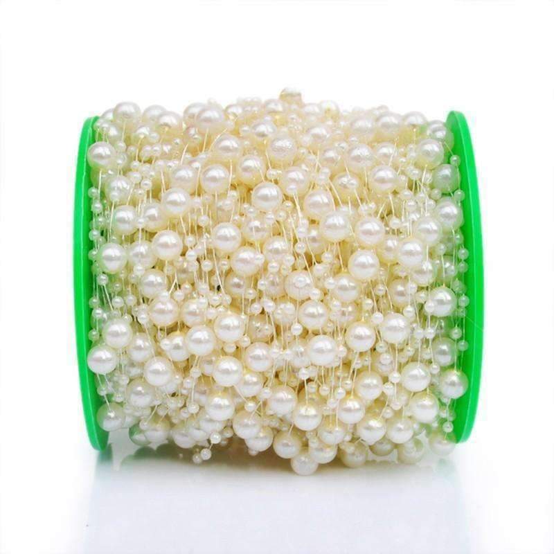 Planet Gates Ivory 60m/roll pearls Beads chain Garland Wedding Centerpiece flower/ Crafting DIY accessory / Bride hair decoration