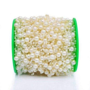 Planet Gates Ivory 60m/roll pearls Beads chain Garland Wedding Centerpiece flower/ Crafting DIY accessory / Bride hair decoration