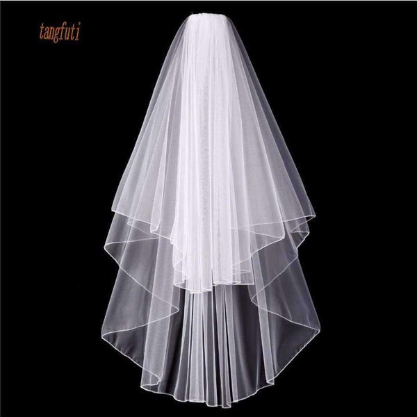Planet Gates Ivory / 75cm Wedding Veil With Comb 2-layer Penceil Edge Women Wedding Accessories White Ivory Bridal Veils