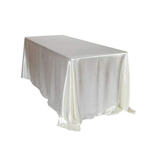 Planet Gates Ivory / 90 x 132 inch 90 x 132 inch Rectangular Satin Tablecloth White/Black Tablecloths Table Cover for Wedding Party Restaurant Banquet Decorations