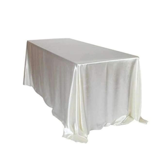 Planet Gates Ivory / 90 x 132 inch 90 x 132 inch Rectangular Satin Tablecloth White/Black Tablecloths Table Cover for Wedding Party Restaurant Banquet Decorations