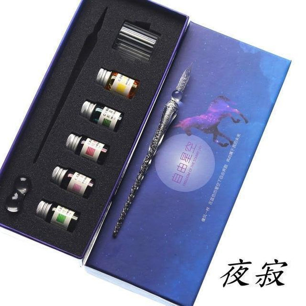 Planet Gates J Rainbow Glass Pen Dip pen Gift Set Starry sky Color ink Pen Creative Writing Tools Pluma Estilografica