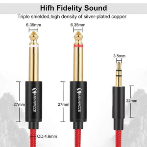 Planet Gates Jack Cable 3.5mm to Double 6.35mm Aux Cable 2mono 6.5 Jack to 3.5 Male for Mixer Amplifier Speaker 6.5mm 3.5 Jack Splitter Cable