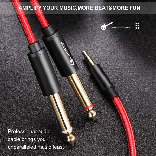 Planet Gates Jack Cable 3.5mm to Double 6.35mm Aux Cable 2mono 6.5 Jack to 3.5 Male for Mixer Amplifier Speaker 6.5mm 3.5 Jack Splitter Cable