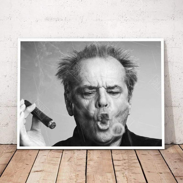 Jack Nicholson Cigar Poster Wall Art Print Picture Black and white Canvas Painting for Living Room Modern Home Decoration