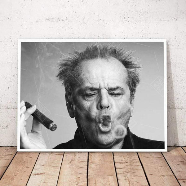 Jack Nicholson Cigar Poster Wall Art Print Picture Black and white Canvas Painting for Living Room Modern Home Decoration