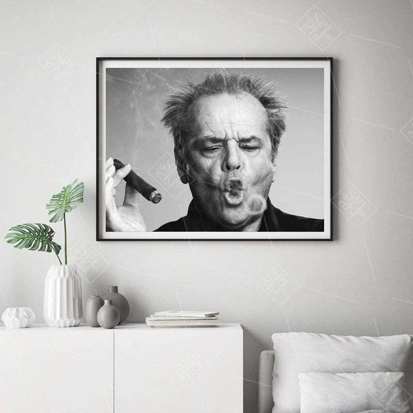 Jack Nicholson Cigar Poster Wall Art Print Picture Black and white Canvas Painting for Living Room Modern Home Decoration