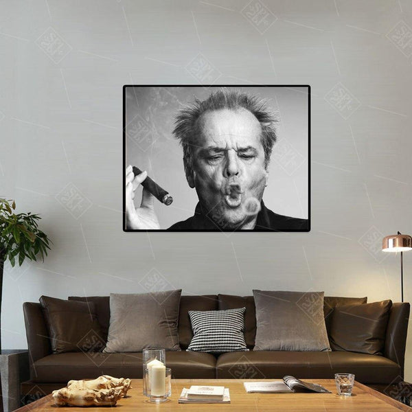 Jack Nicholson Cigar Poster Wall Art Print Picture Black and white Canvas Painting for Living Room Modern Home Decoration
