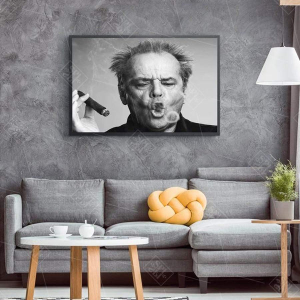 Jack Nicholson Cigar Poster Wall Art Print Picture Black and white Canvas Painting for Living Room Modern Home Decoration