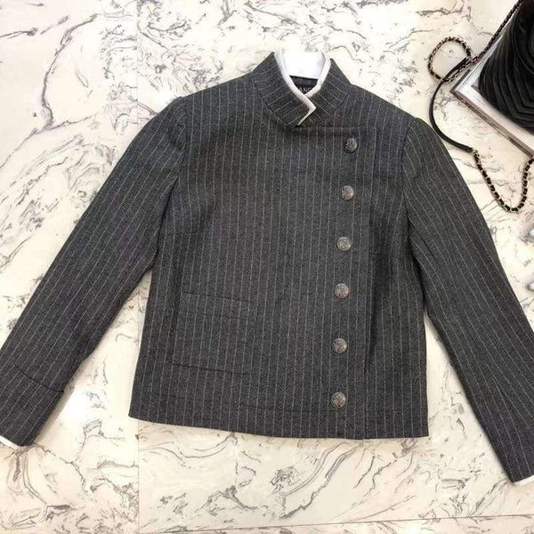 Planet Gates jacket / S Women pants sets 2018 autumn long sleeve jacket and wide leg pants suits women striped sets