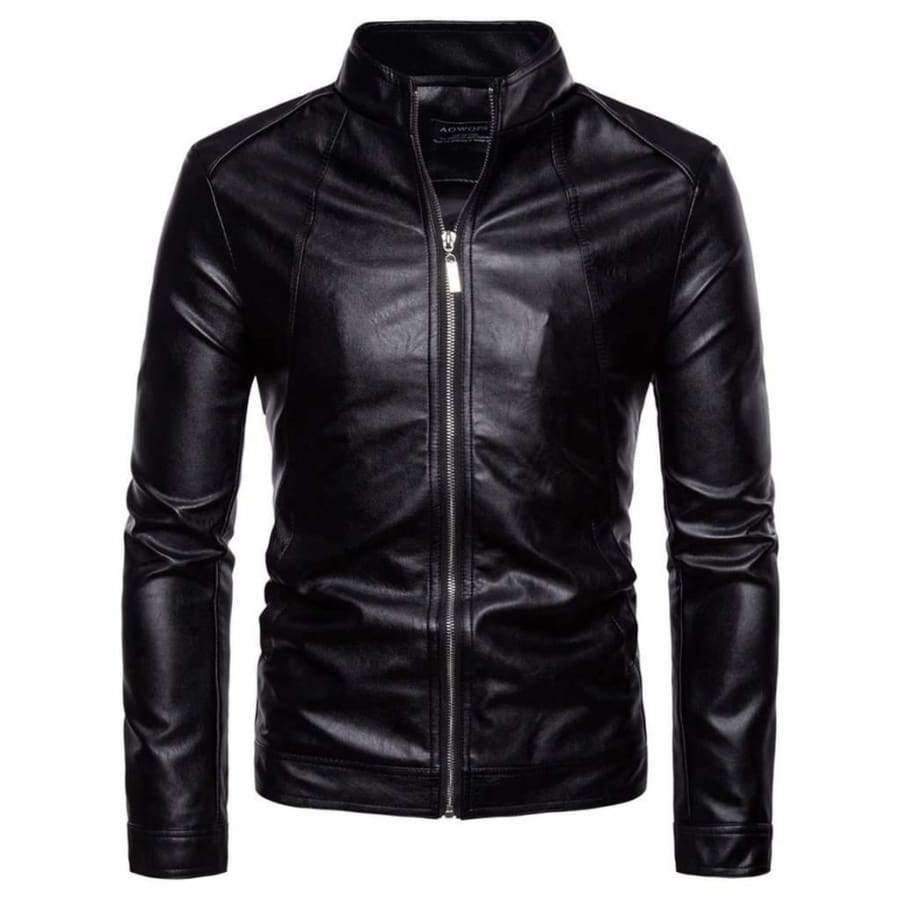 Planet Gates Jackets Autumn Men's Vertical Collar Motorcycle Leather Jacket Jacket