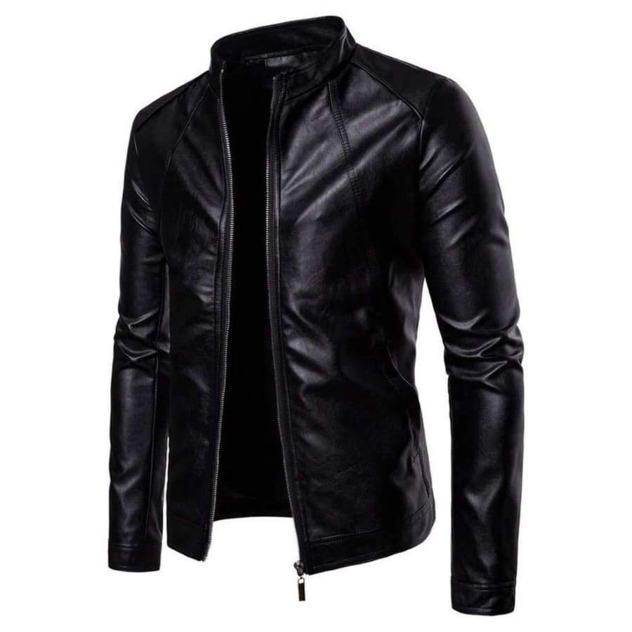 Planet Gates Jackets Autumn Men's Vertical Collar Motorcycle Leather Jacket Jacket