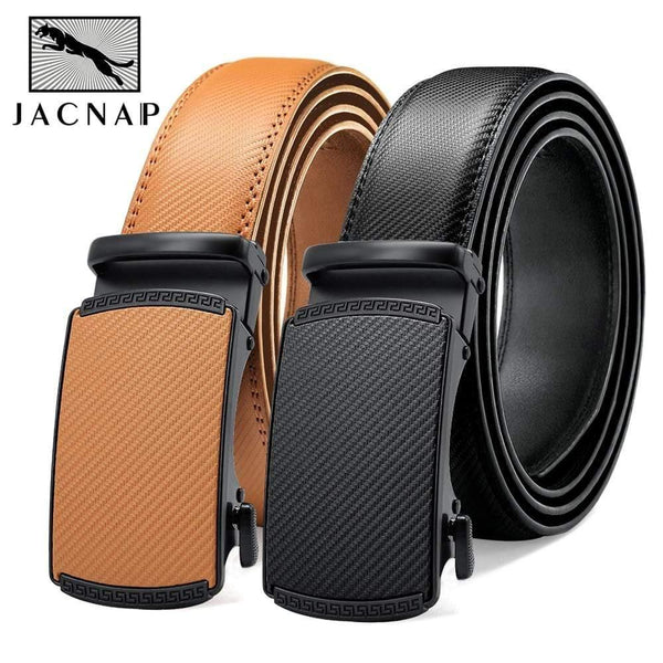 Fashion Automatic Buckle Multi-color Genuine Leather Belt Men's  Black Belts Cow Leather Belts For Men 3.5cm Width