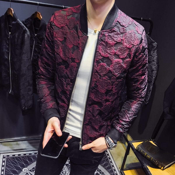 Planet Gates Jacquard Bomber Jackets Men Luxury Wine Red Black Grey Party Jacket Outfit Club Bar Coat Men  4XL