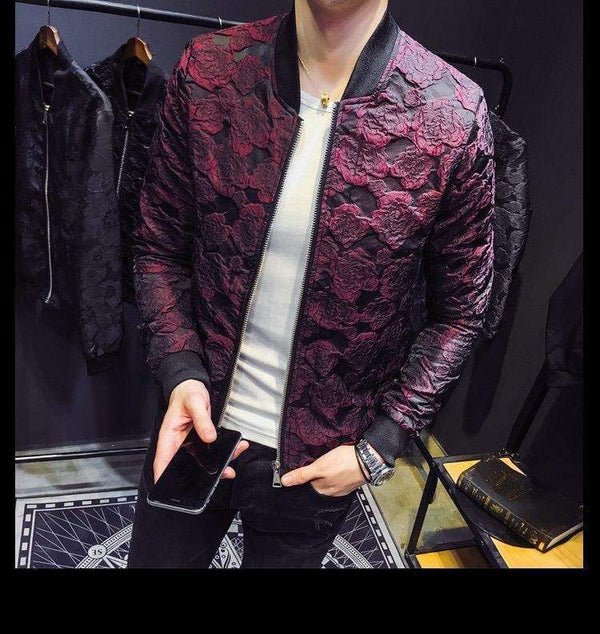 Planet Gates Jacquard Bomber Jackets Men Luxury Wine Red Black Grey Party Jacket Outfit Club Bar Coat Men  4XL