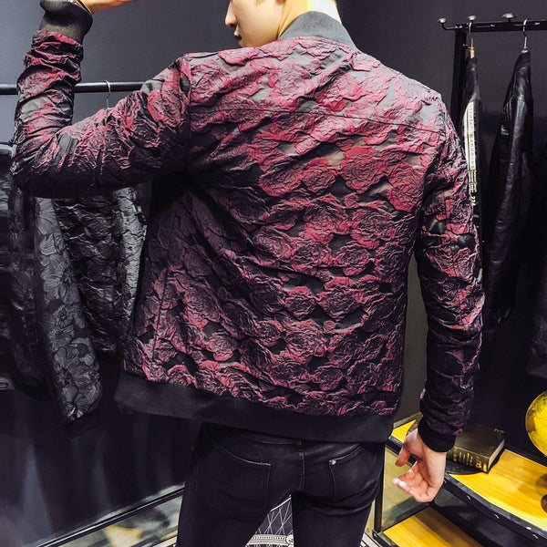 Planet Gates Jacquard Bomber Jackets Men Luxury Wine Red Black Grey Party Jacket Outfit Club Bar Coat Men  4XL