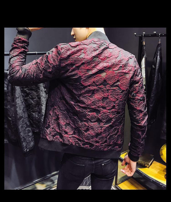 Planet Gates Jacquard Bomber Jackets Men Luxury Wine Red Black Grey Party Jacket Outfit Club Bar Coat Men  4XL