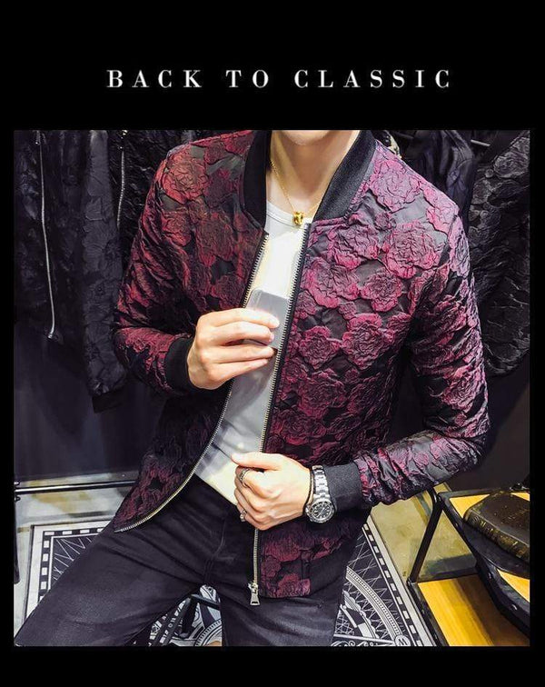 Planet Gates Jacquard Bomber Jackets Men Luxury Wine Red Black Grey Party Jacket Outfit Club Bar Coat Men  4XL