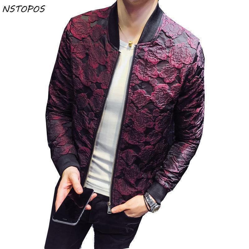 Planet Gates Jacquard Bomber Jackets Men Luxury Wine Red Black Grey Party Jacket Outfit Club Bar Coat Men  4XL