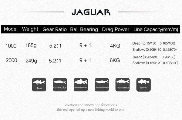 Planet Gates Jaguar 1000 2000 3000 9+1BB Fishing Spinning Reel Carp Saltwater Fishing Reel Spinning Metal Handle 2 Spool Reels Coil