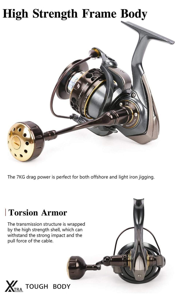 Planet Gates Jaguar 1000 2000 3000 9+1BB Fishing Spinning Reel Carp Saltwater Fishing Reel Spinning Metal Handle 2 Spool Reels Coil