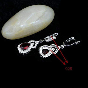 Planet Gates JAMILY Office Style Red Stone 925 Sterling Silver Bridal Jewelry White Cubic Zirconia Beads Drop Dangle Earrings For Women