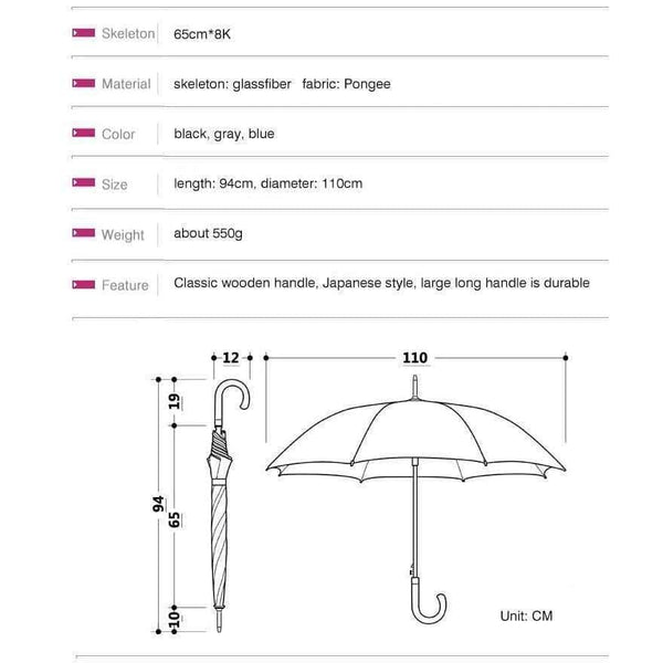 Planet Gates Japanese Brand Long Umbrella 8K Windproof Wooden Handle Large Men Umbrellas Rain Quality Classic Business Paraguas