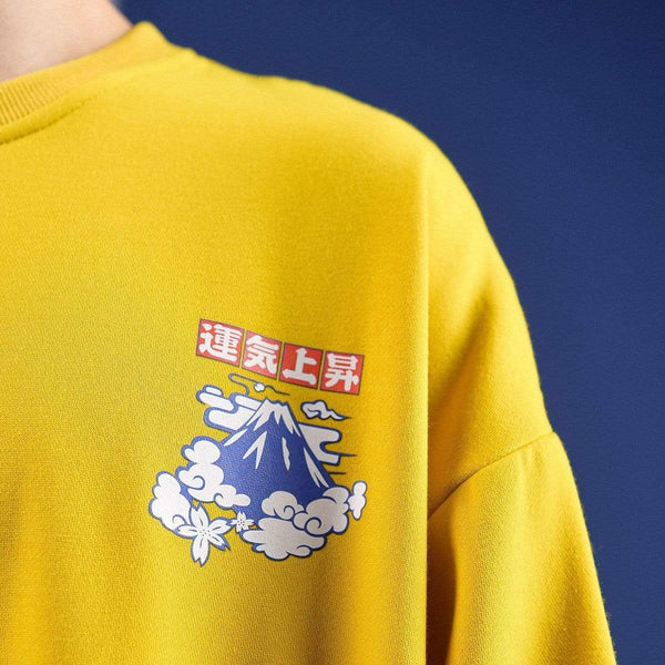 Planet Gates Japanese Lucky Fleece Sweatshirts Men Warm Hoodies Cloud Print Men Oversized Winter Pullover Harajuku Sweatshirts