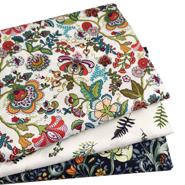 Planet Gates Japanese Retro Flowers Printed Twill Cotton Fabric Patchwork Cloth For DIY Sewing Quilting Sheets Fat Quarters Material Tissus