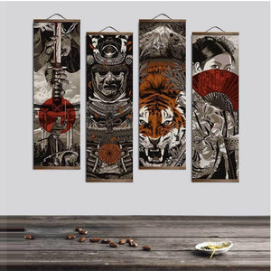 Japanese Ukiyoe for HD canvas poster wall pictures for living room decoration painting wall art with solid wood hanging scroll