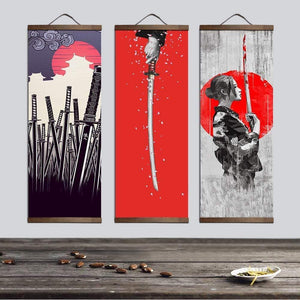 Japanese Ukiyoe for HD canvas poster wall pictures for living room decoration painting wall art with solid wood hanging scroll