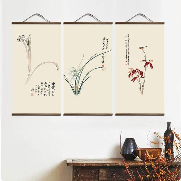 Japanese Ukiyoe for HD canvas poster wall pictures for living room decoration painting wall art with solid wood hanging scroll