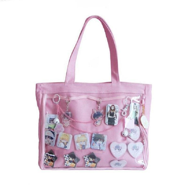 Planet Gates Japanese Wego Ita Bag Kawaii Transparent Window Lolita Canvas Handbag Shoulder Bag Candy Color Lovely Itabag