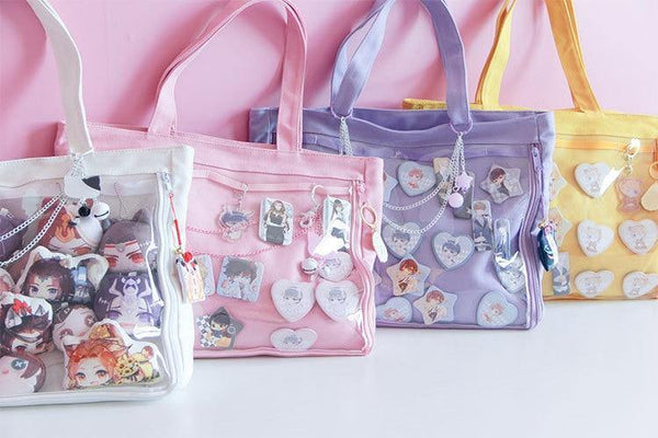 Planet Gates Japanese Wego Ita Bag Kawaii Transparent Window Lolita Canvas Handbag Shoulder Bag Candy Color Lovely Itabag