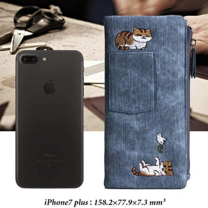 Planet Gates Jeans Style Women Wallet Long Zipper Girl High Grade Pu Leather Phone Case Female Card Holder Wallet