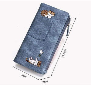 Planet Gates Jeans Style Women Wallet Long Zipper Girl High Grade Pu Leather Phone Case Female Card Holder Wallet