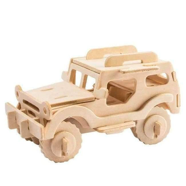 Planet Gates Jeep DIY 3D Wooden Car Truck Puzzle Game Children Kids Natural Color Toy Model Building Kits Educational Hobbies Gift JP237