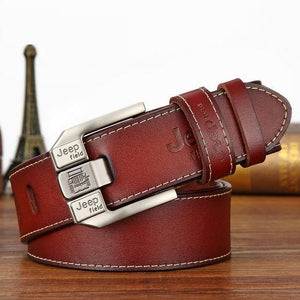 Planet Gates JEEP Field Red brown / 105cm Fashion mens casual genuine leather belt High quality cowhide retro buckle belt new design Brown Belts free shipping