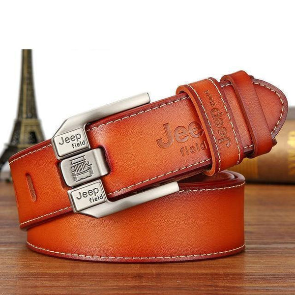 Planet Gates JEEP Field Yellow / 105cm Fashion mens casual genuine leather belt High quality cowhide retro buckle belt new design Brown Belts free shipping
