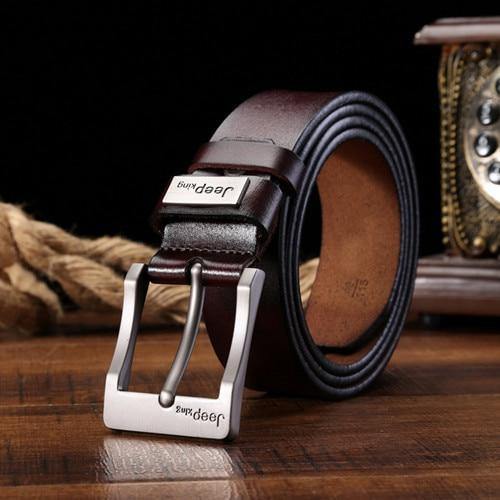 Planet Gates JEEP KING Brown / 105cm Fashion mens casual genuine leather belt High quality cowhide retro buckle belt new design Brown Belts free shipping