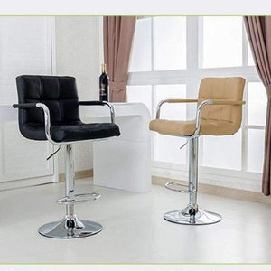 Planet Gates JEOBEST 2Pcs/set Six-grid Cushion Chair Synthetic Leather Swivel Bar Stools Height Adjustable Chairs with Footrest Barstool HWC