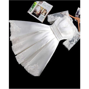 Planet Gates Jersey Short Sleeve Ball Gown Embroidery Lace Special Occasion Women Evening Party Knee Length robe de Cocktail Dresses