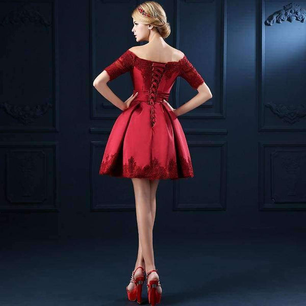 Planet Gates Jersey Short Sleeve Ball Gown Embroidery Lace Special Occasion Women Evening Party Knee Length robe de Cocktail Dresses