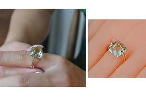 Planet Gates Jewelry 6.6ct Natural Square Cushion Green Amethyst 14k Gold Ring Free Shipping