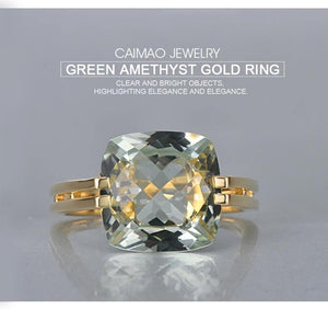 Planet Gates Jewelry 6.6ct Natural Square Cushion Green Amethyst 14k Gold Ring Free Shipping