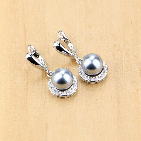 Planet Gates Jewelry Black Simulated Pearls With Beads Jewelry Sets For Women Wedding Pendant Drop Earrings Rings Necklace Set