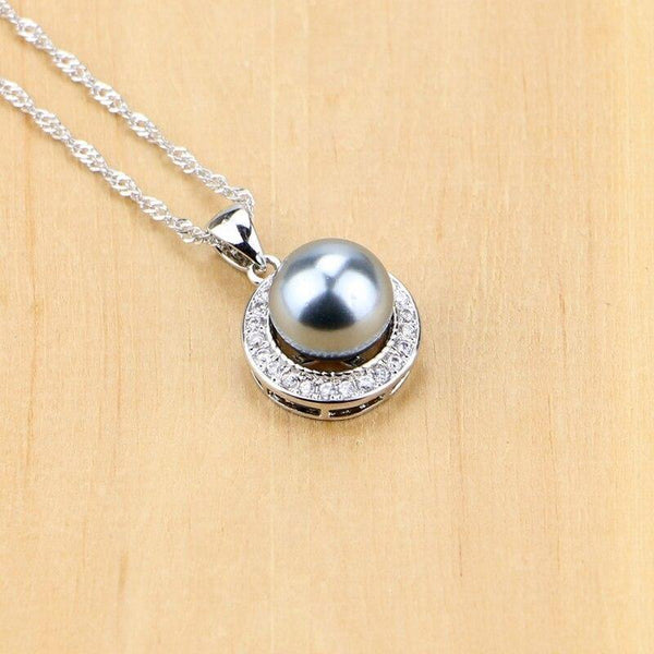 Planet Gates Jewelry Black Simulated Pearls With Beads Jewelry Sets For Women Wedding Pendant Drop Earrings Rings Necklace Set