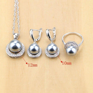 Planet Gates Jewelry Black Simulated Pearls With Beads Jewelry Sets For Women Wedding Pendant Drop Earrings Rings Necklace Set